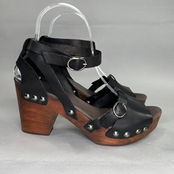 Free People Black and Brown Heeled Sandals - Picture 1 of 13